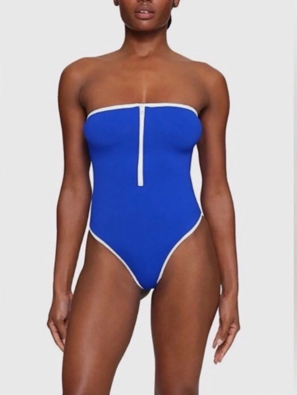 NWT - SKIMS Blue Strapless One-Piece with Front Zip (2X)